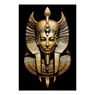 Gouden farao in koninklijke hoofdtooi Kunst Perfect Poster