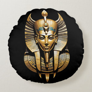Gouden farao in koninklijke hoofdtooi Kunst Rond Kussen
