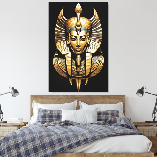 Gouden farao in regale hoofdtooi Kunst Canvas Afdruk (Insitu (Slaapkamer))