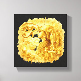 Gouden faraonische koningin & Oog van Horus Oudegy Canvas Afdruk