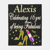 GOUDEN FASHIONISTA PERSONALISEREN 16E VERJAARDAG D FLEECE DEKEN (Voorkant)