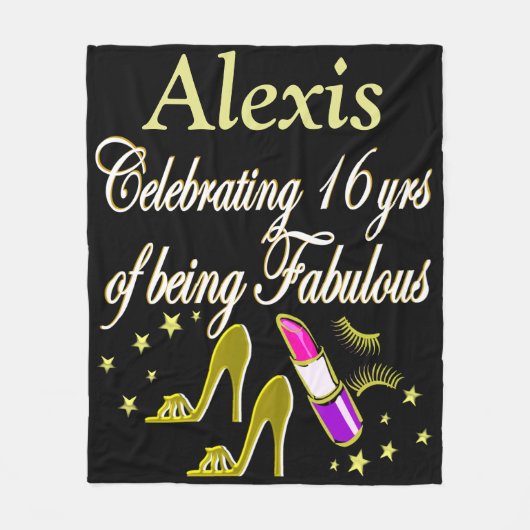 GOUDEN FASHIONISTA PERSONALISEREN 16E VERJAARDAG D FLEECE DEKEN (Voorkant)