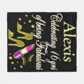 GOUDEN FASHIONISTA PERSONALISEREN 16E VERJAARDAG D FLEECE DEKEN (Voorkant (Horizontaal))