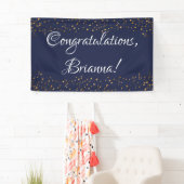 Gouden Faux Confetti, Donkermarineblauw Gefelicite Spandoek (Insitu)