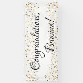 Gouden Faux Confetti Zwart-wit Gefeliciteerd Spandoek (Verticaal)