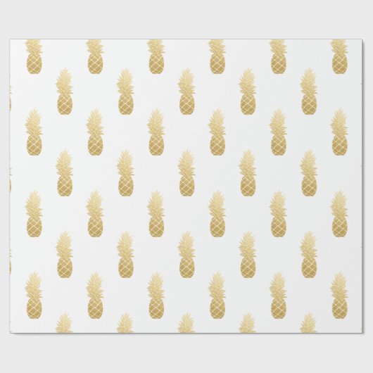 Gouden Faux Folie Ananas Pattern Cadeaupapier (Vlak)