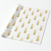 Gouden Faux Folie Ananas Pattern Cadeaupapier (Uitgerold)