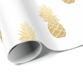 Gouden Faux Folie Ananas Pattern Cadeaupapier (Rol Hoek)