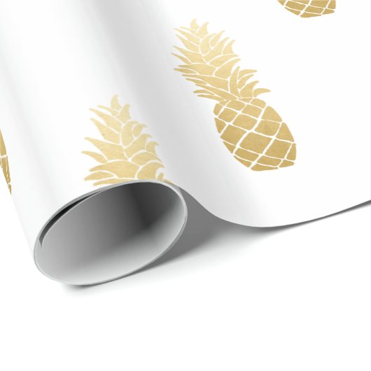 Gouden Faux Folie Ananas Pattern Cadeaupapier (Rol Hoek)
