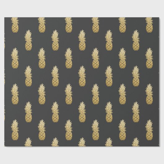 Gouden Faux Folie Ananas Pattern Cadeaupapier (Vlak)