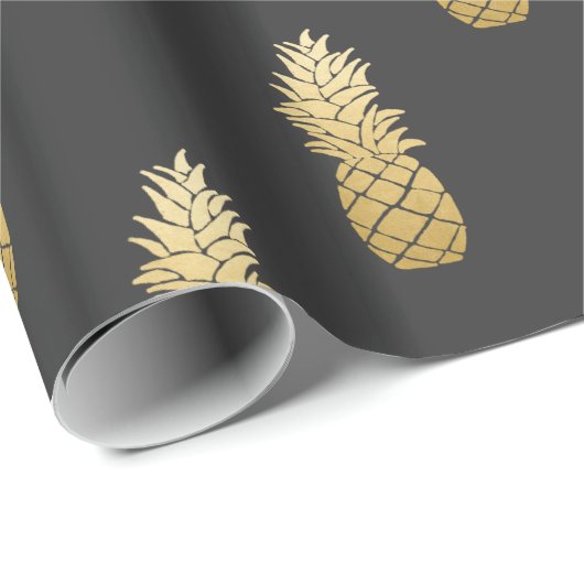 Gouden Faux Folie Ananas Pattern Cadeaupapier (Rol Hoek)