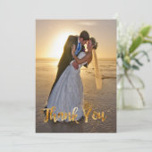 Gouden faux Folie, bruiloft dank u kaart (Staand voorkant)