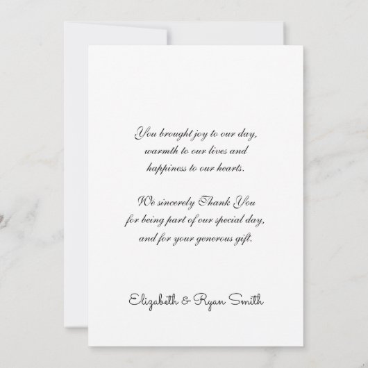 Gouden faux Folie, bruiloft dank u kaart (Achterkant)