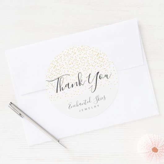 Gouden Faux Folie Confetti "Dank u" Sticker (Envelop)