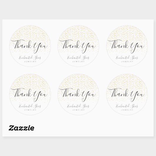 Gouden Faux Folie Confetti "Dank u" Sticker (Vel)