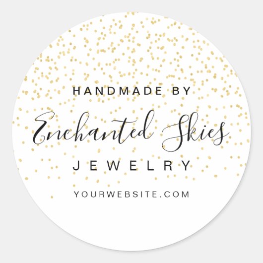 Gouden Faux Folie Dot Handgemaakte Business Produc Ronde Sticker (Voorkant)