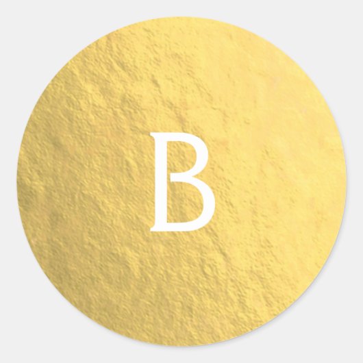 Gouden Faux Folie Elegant Modern Glam Monogram Cus Ronde Sticker (Voorkant)