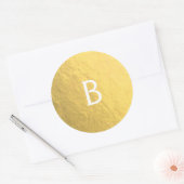 Gouden Faux Folie Elegant Modern Glam Monogram Cus Ronde Sticker (Envelop)