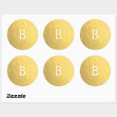 Gouden Faux Folie Elegant Modern Glam Monogram Cus Ronde Sticker (Vel)