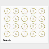 Gouden Faux Folie Glitter Sparkle Monogram Custom Ronde Sticker (Vel)