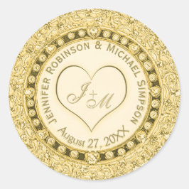  gouden faux Folie hart Ronde Sticker