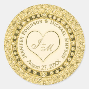 gouden faux Folie hart Ronde Sticker