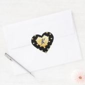 Gouden Faux Folie hartpatroon op zwart monogram Hart Sticker (Envelop)