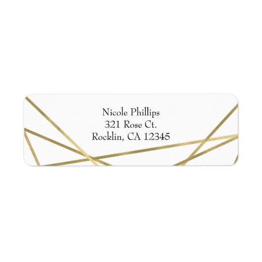 Gouden Faux Folie Modern Geometrisch Glam Invitati Etiket (Voorkant)