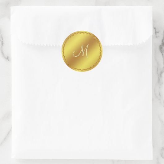 Gouden Faux Folie Monogram Sticker (Tas)