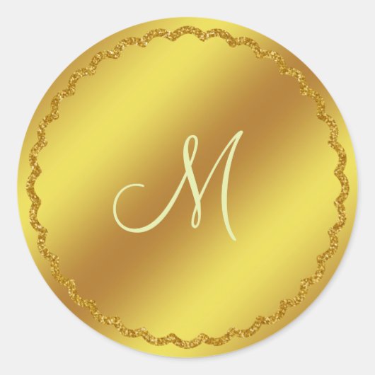 Gouden Faux Folie Monogram Sticker (Voorkant)