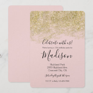 Gouden Faux Glitter Blush Roze Sparkle Kaart