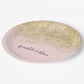 Gouden Faux Glitter Blush Roze Sparkle Papieren Bordje (Gekanteld)