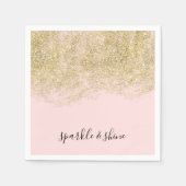 Gouden Faux Glitter Blush Roze Sparkle Servet (Voorkant)