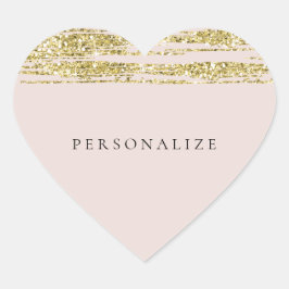 Gouden Faux Glitter Blush Roze Strepen Hart Sticker