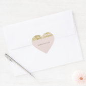 Gouden Faux Glitter Blush Roze Strepen Hart Sticker (Envelop)