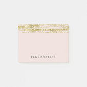 Gouden Faux Glitter Blush Roze Strepen Post-it® Notes (Voorkant)