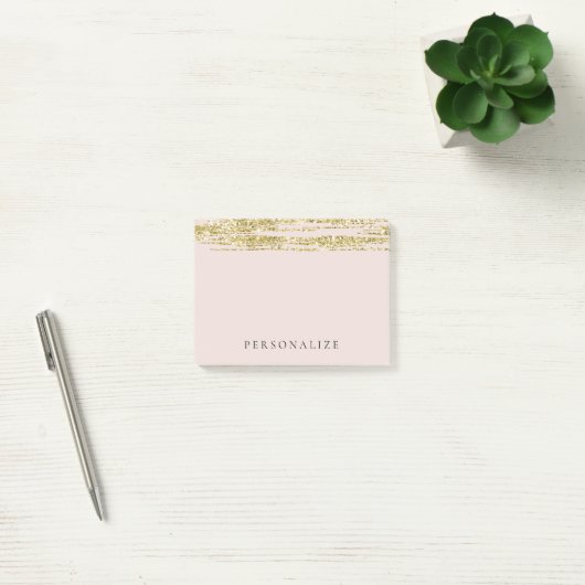 Gouden Faux Glitter Blush Roze Strepen Post-it® Notes (Kantoor)