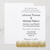 Gouden Faux Glitter Bruiloft Kaart (Voorkant / Achterkant)