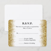 Gouden Faux Glitter Bruiloft RSVP Kaartje (Voorkant / Achterkant)