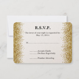 Gouden Faux Glitter Bruiloft RSVP Kaartje