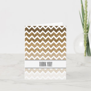 Gouden Faux Glitter Chevron Ombre Dank u Bedankkaart