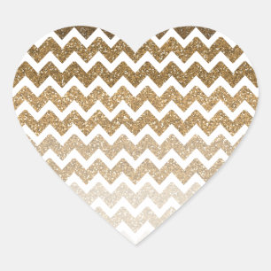 Gouden Faux Glitter Chevron Ombre Hart Sticker