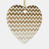 Gouden Faux Glitter Chevron Ombre Keramisch Ornament (Rechts)