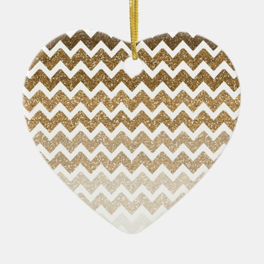 Gouden Faux Glitter Chevron Ombre Keramisch Ornament (Voorkant)