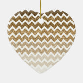 Gouden Faux Glitter Chevron Ombre Keramisch Ornament (Achterkant)