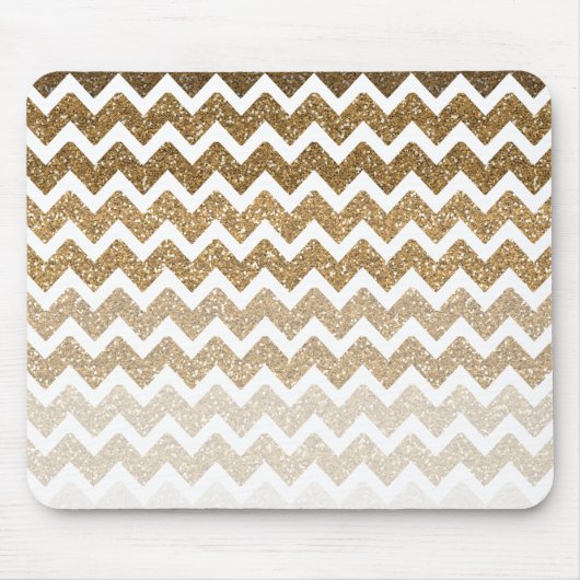 Gouden Faux Glitter Chevron Ombre Muismat (Voorkant)
