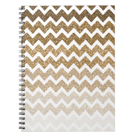 Gouden Faux Glitter Chevron Ombre Notitieboek (Voorkant)