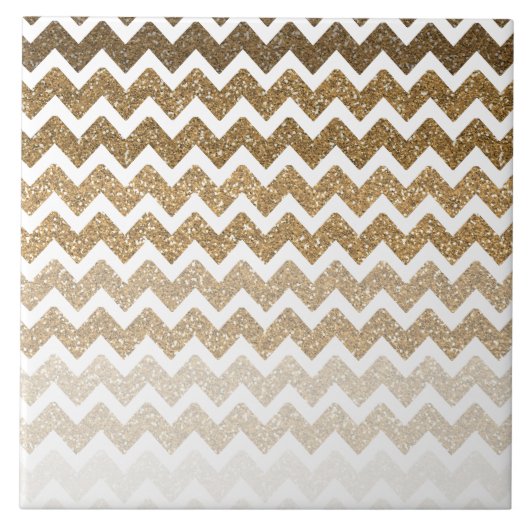 Gouden Faux Glitter Chevron Ombre Tegeltje (Voorkant)