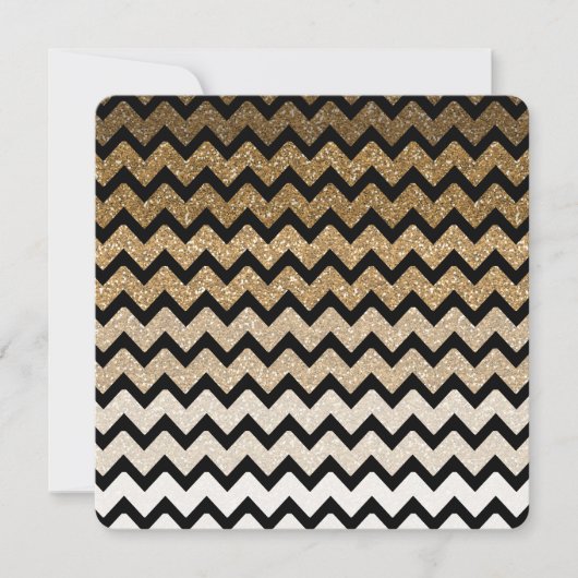 Gouden Faux Glitter Chevron Ombre Zoet Zestien Kaart (Voorkant)