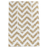 Gouden Faux Glitter Chevron Strepen Medium Cadeauzakje (Achterkant)
